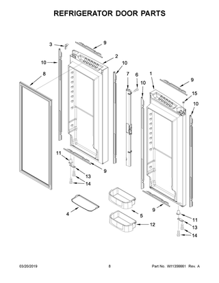 Refrigerator Door Parts Diagram and Parts List for JFC2290RTB02  Maytag Refrigerator