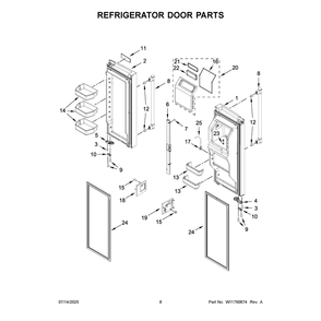 Refrigerator Door Parts Diagram and Parts List for MFT2772HEZ08  Maytag Refrigerator