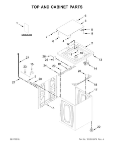 Top And Cabinet Parts Diagram and Parts List for NTW4755EW1  Amana Washer