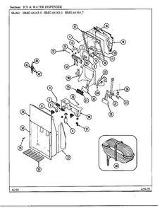 Ice And Water Dispenser Diagram and Parts List for 64163-0A  Admiral Refrigerator
