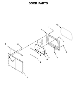 Door Parts Diagram and Parts List for YMED7230HC1  Maytag Dryer