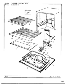 Freezer Compartment Diagram and Parts List for 23802-0B  Admiral Refrigerator