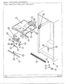 Fresh Food Compartment Diagram and Parts List for 19143-0B  Admiral Refrigerator