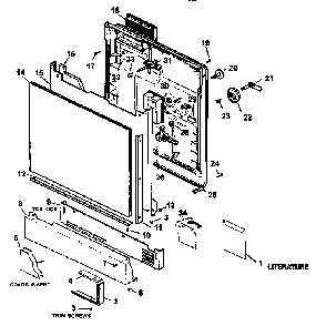 Door And Door Trim Diagram and Parts List for CDU600C-P1188317W  Caloric Dishwasher