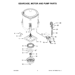 Gearcase, Motor And Pump Parts Diagram and Parts List for MVW7230HC2  Maytag Washer