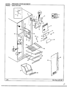 Freezer Compartment Diagram and Parts List for 24912-0A  Admiral Refrigerator