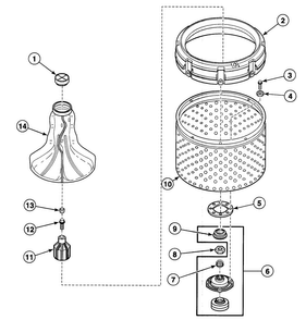 Washtub Assy Diagram and Parts List for SWT210LN1124  Speed Queen Washer