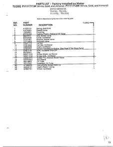 Factory Installed Ice Maker Page 2 Diagram and Parts List for TL120Q  Amana Refrigerator