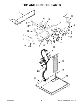 Part Location Diagram of W11219540 Whirlpool Control Panel
