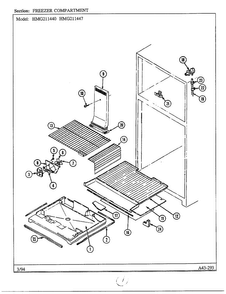 Freezer Compartment Diagram and Parts List for 211447  Admiral Refrigerator