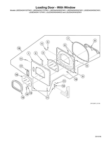 Loading Door - With Window Diagram and Parts List for LSGE5AGW113TW01 1912999999 Speed Queen Dryer