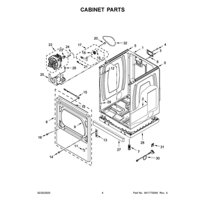 Cabinet Parts Diagram and Parts List for YMED7230HC4  Maytag Dryer
