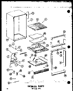 Interior Parts 16 Cu. Ft. Diagram and Parts List for TC18B-P73500-7W  Amana Refrigerator