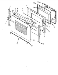 Oven Door Assembly Diagram and Parts List for CARDS801E-P1131925NE  Amana Range