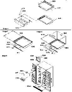 Shelves/deli, Crisper Assemblies & Toe Grille Diagram and Parts List for SXD322L-P1313901WL  Amana Refrigerator