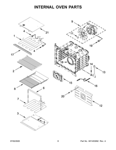 Internal Oven Parts Diagram and Parts List for JMW2430IM03  Maytag Range