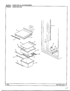 Shelves And Accessories Diagram and Parts List for 24912-0A  Admiral Refrigerator