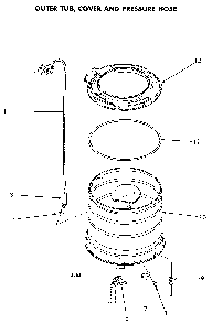 Outer Tub Diagram and Parts List for NA8831L33938  Speed Queen Washer