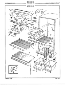 Fresh Food Compartment Diagram and Parts List for 17774-OA  Admiral Refrigerator