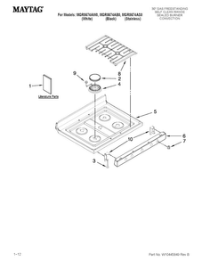 Cooktop Parts Diagram and Parts List for MGR8674AW0  Maytag Range