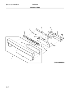 Control Panel Diagram and Parts List for CDBEH950SW1A  Crosley Dishwasher