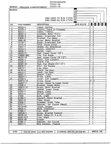 Freezer Compartment Page 2 Diagram and Parts List for 22922-7A  Admiral Refrigerator