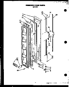 Freezer Door Parts Diagram and Parts List for GFS227 MN11 Caloric Refrigerator