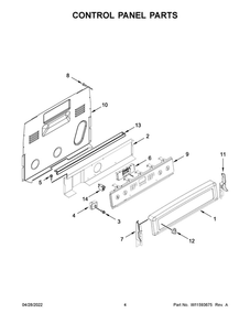 Control Panel Parts Diagram and Parts List for YMER8800FZ6  Maytag Range