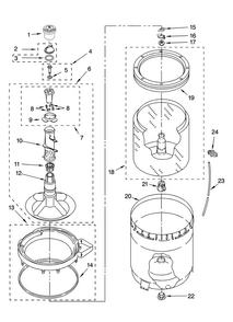 Agitator, Basket And Tub Parts Diagram and Parts List for NTW4800VQ1  Amana Washer