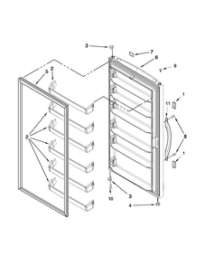 Door Parts Diagram and Parts List for AQF1613TEW05  Amana Freezer