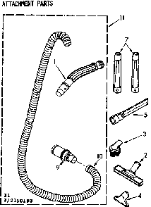 Attachment Parts Diagram and Parts List for 1162150180  Kenmore Canister Vacuum