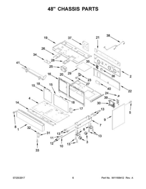 04 - 48" Chassis Parts Diagram and Parts List for JLRP548WP01  Jenn-Air Range