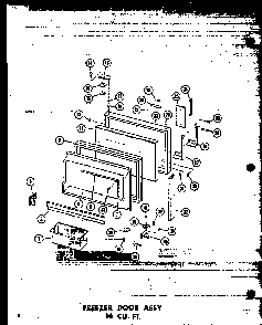 Freezer Door Assy 16 Cu. Ft. Diagram and Parts List for T16W-P60303-53W  Amana Refrigerator