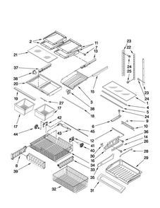 Shelf Parts Diagram and Parts List for MFD2562VEB6  Maytag Refrigerator