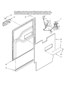 Door And Latch Parts Diagram and Parts List for JDB1105AWS44  Jenn-Air Dishwasher