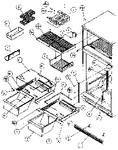 Cabinet Shelving Diagram and Parts List for TX21R-P1157603W  Amana Refrigerator