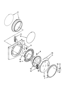 Washer Door Parts Diagram and Parts List for MLE20PDBZW0  Maytag Washer Dryer Combo