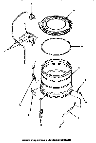 Outer Tub, Cover & Pressure Hose Diagram and Parts List for LW1000W P1177501WW Amana Washer