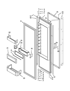 Refrigerator Door Parts Diagram and Parts List for JS42PPDUDB16  Jenn-Air Refrigerator