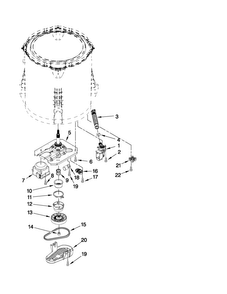 Gearcase, Motor And Pump Parts Diagram and Parts List for 4GMVWC100YQ0  Maytag Washer