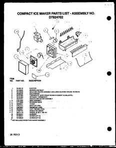 Compact Ice Maker Diagram and Parts List for BX20QL-P1125510WL  Amana Refrigerator
