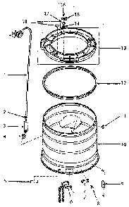Outer Tub, Cover And Pressure Hose Diagram and Parts List for NA6621W33821  Speed Queen Washer