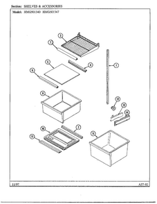 Shelves And Accessories Diagram and Parts List for 501340  Admiral Refrigerator