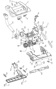 Agitator, Mainbody, Hood Diagram and Parts List for U6476-900  Hoover Upright Vacuum