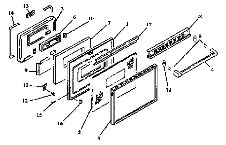 Oven Door Diagram and Parts List for ARS636E-P1130640NE  Amana Range