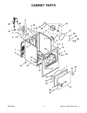 03 - CABINET PARTS Diagram and Parts List for YMEDC400BW1  Maytag Dryer