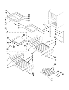 Shelf Parts Diagram and Parts List for JUB248RYRP00  Jenn-Air Wine and Beverage Cooler