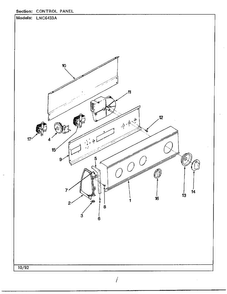 Control Panel Diagram and Parts List for 6433A  Norge Washer