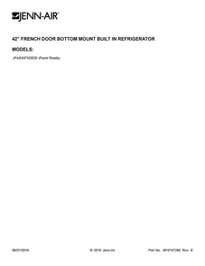 Cover Sheet Diagram and Parts List for JF42NXFXDE00  Jenn-Air Refrigerator