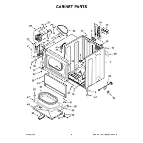 Cabinet Parts Diagram and Parts List for MDE20PDFZW0  Maytag Dryer